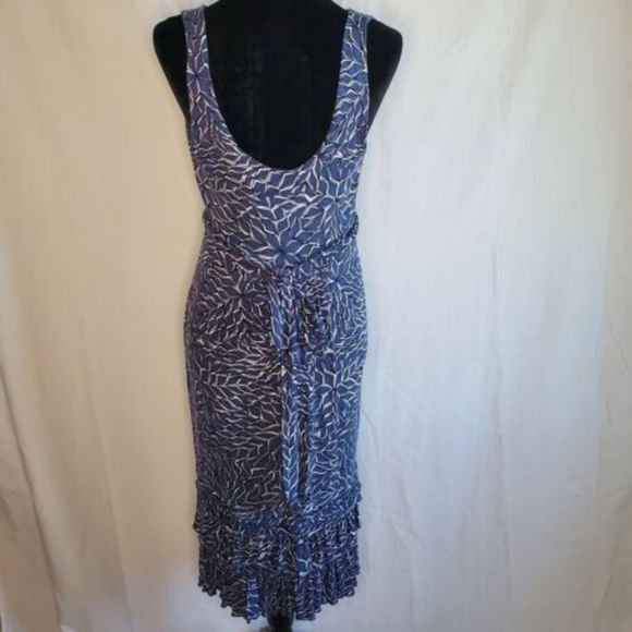 NY&C Stretch Sleeveless Ruffled V-Neck Bohemian Dress w/ Tie SZ Medium - Picture 2 of 10
